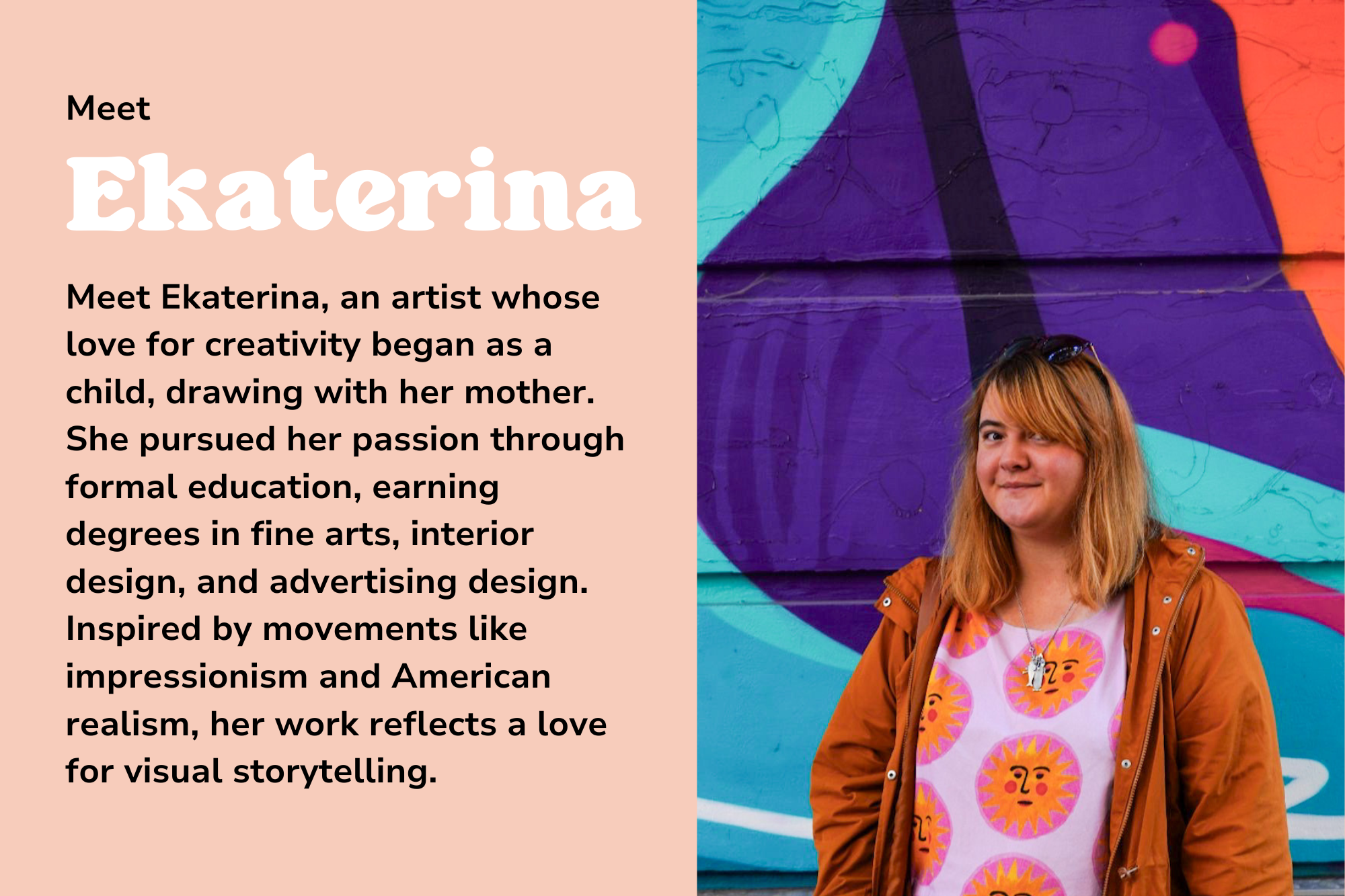A photo of Ekaterina and some information about herself and what she pursued in her life.