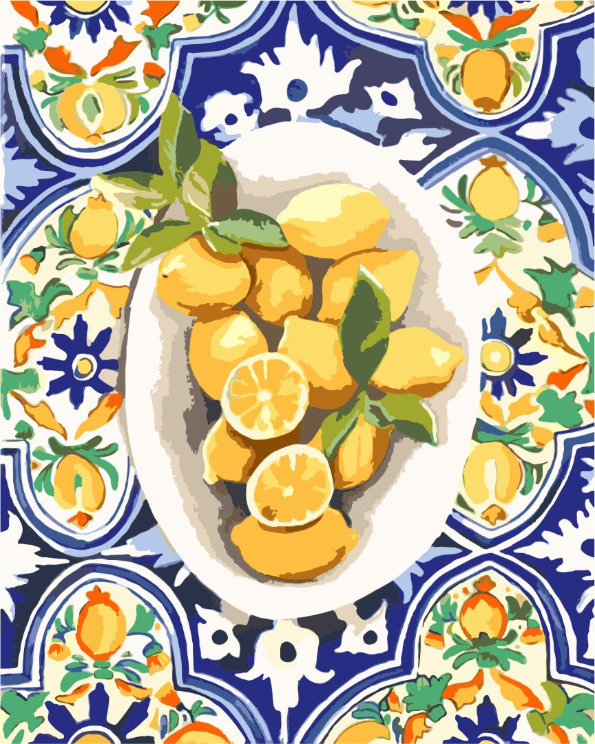 Amalfi Lemons Paint by Numbers kit completed