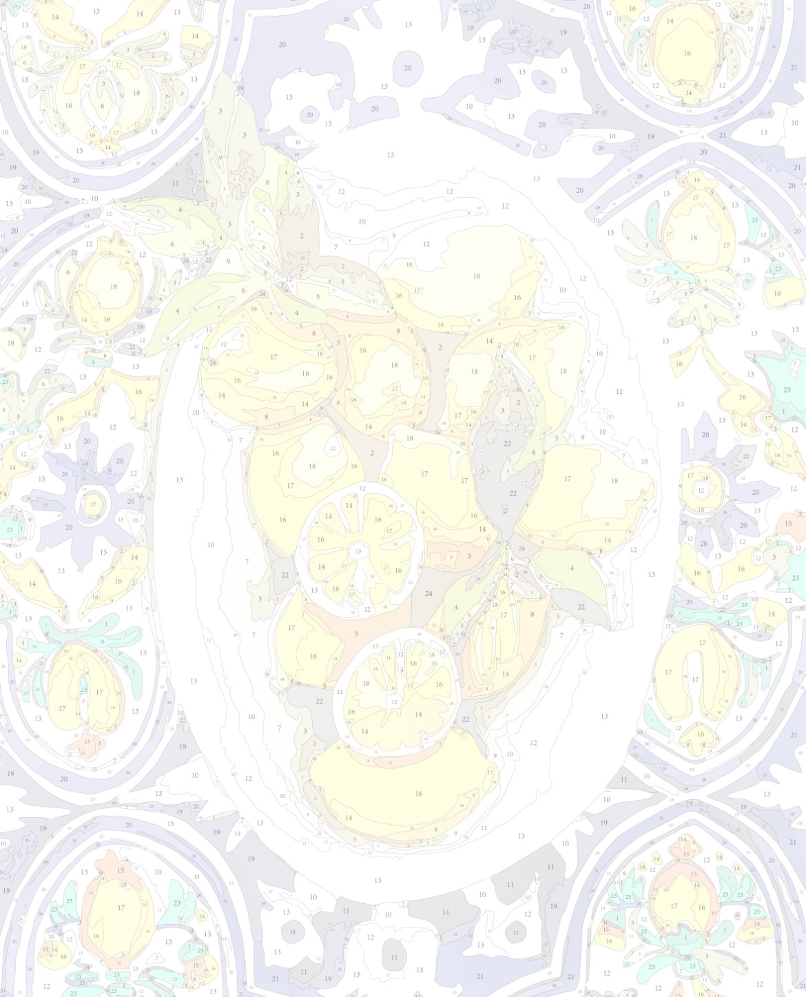 Amalfi lemons Paint by NUmbers kit before its been painted