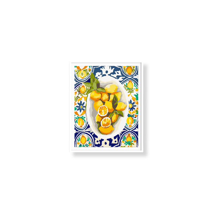Paint Like Frida - Amalfi Lemons Mini Rolled Paint by Numbers Kit - Size 7.8 x 9.8 Mini Rolled Canvas