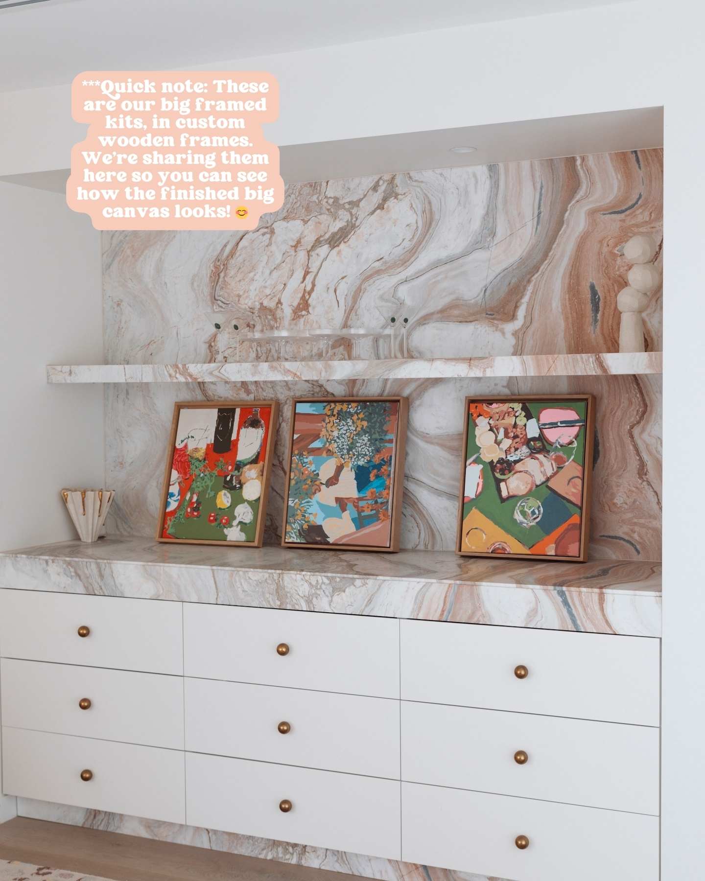 Paint Like Frida Cider Tastings in Gurneys Big Framed Kit placed in a custom wooden frame for additional accent