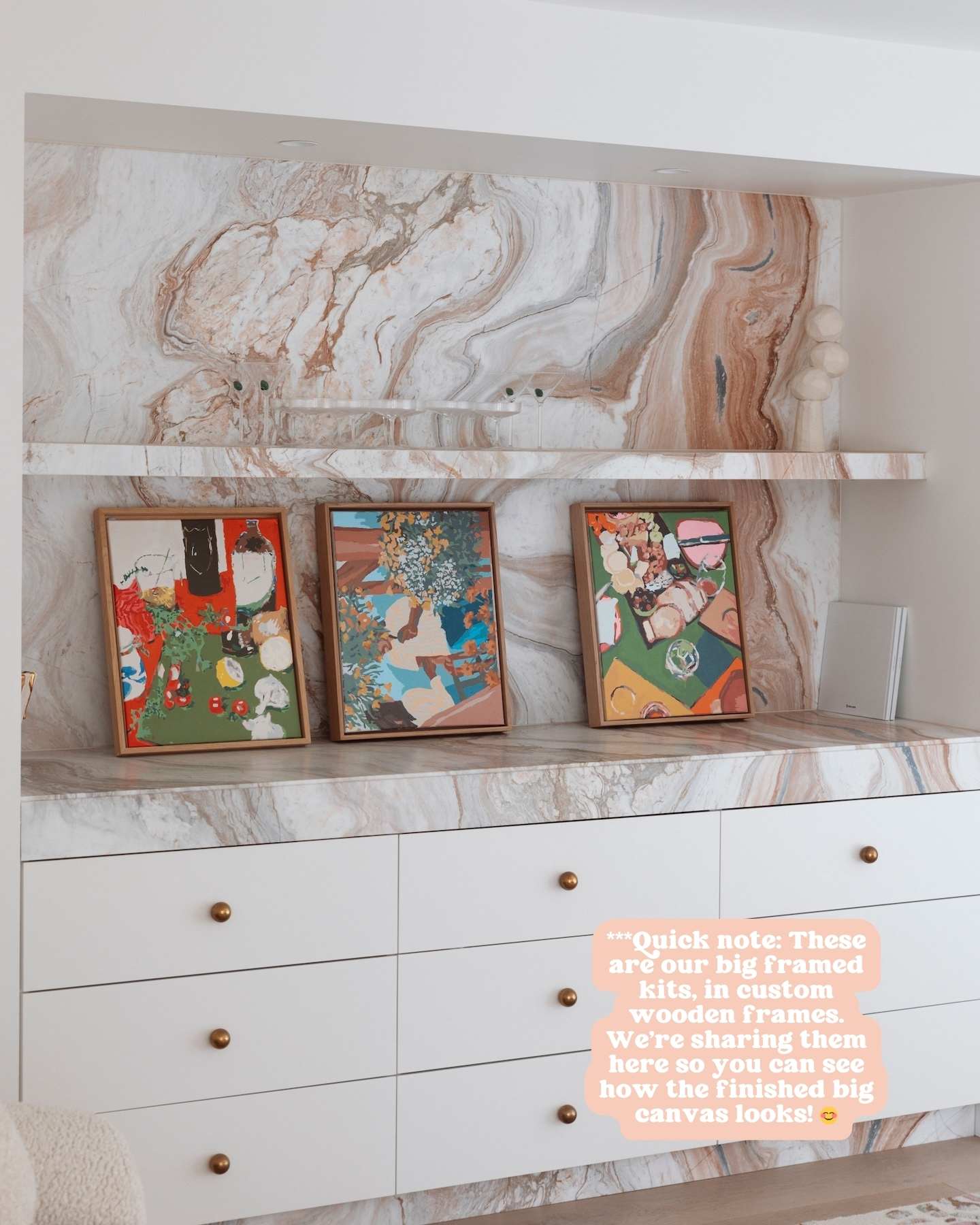 Paint Like Frida Cider Tastings in Gurneys Big Framed Kit placed in a custom wooden frame for additional accent