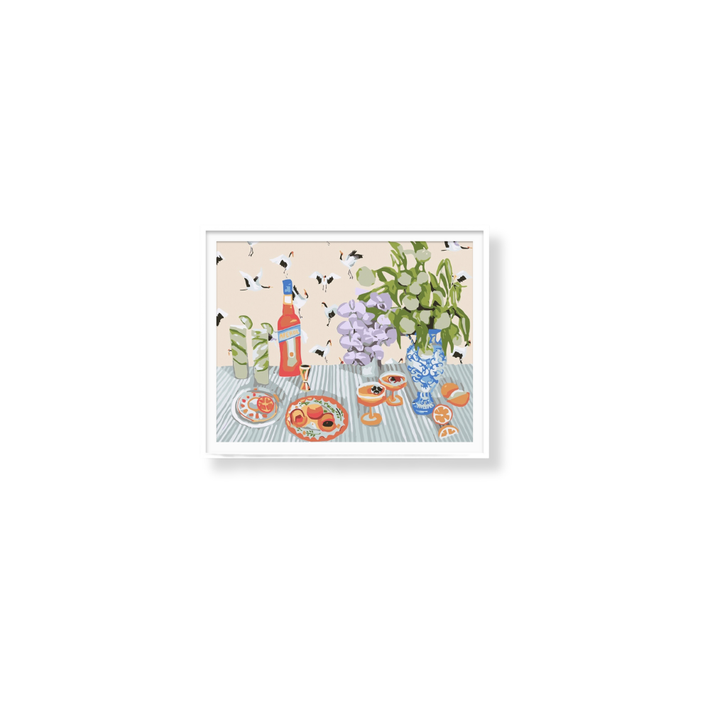 Paint Like Frida - Girl Dinner Mini Rolled Paint by Numbers Kit - Size 7.8 x 9.8 inches Mini Rolled Canvas