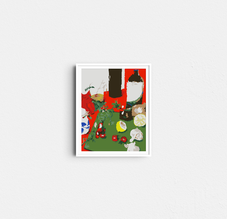 Paint Like Frida - Kitchen Chaos Mini Rolled Paint by Numbers Kit - Size 7.8 x 9.8 inches Mini Rolled Canvas