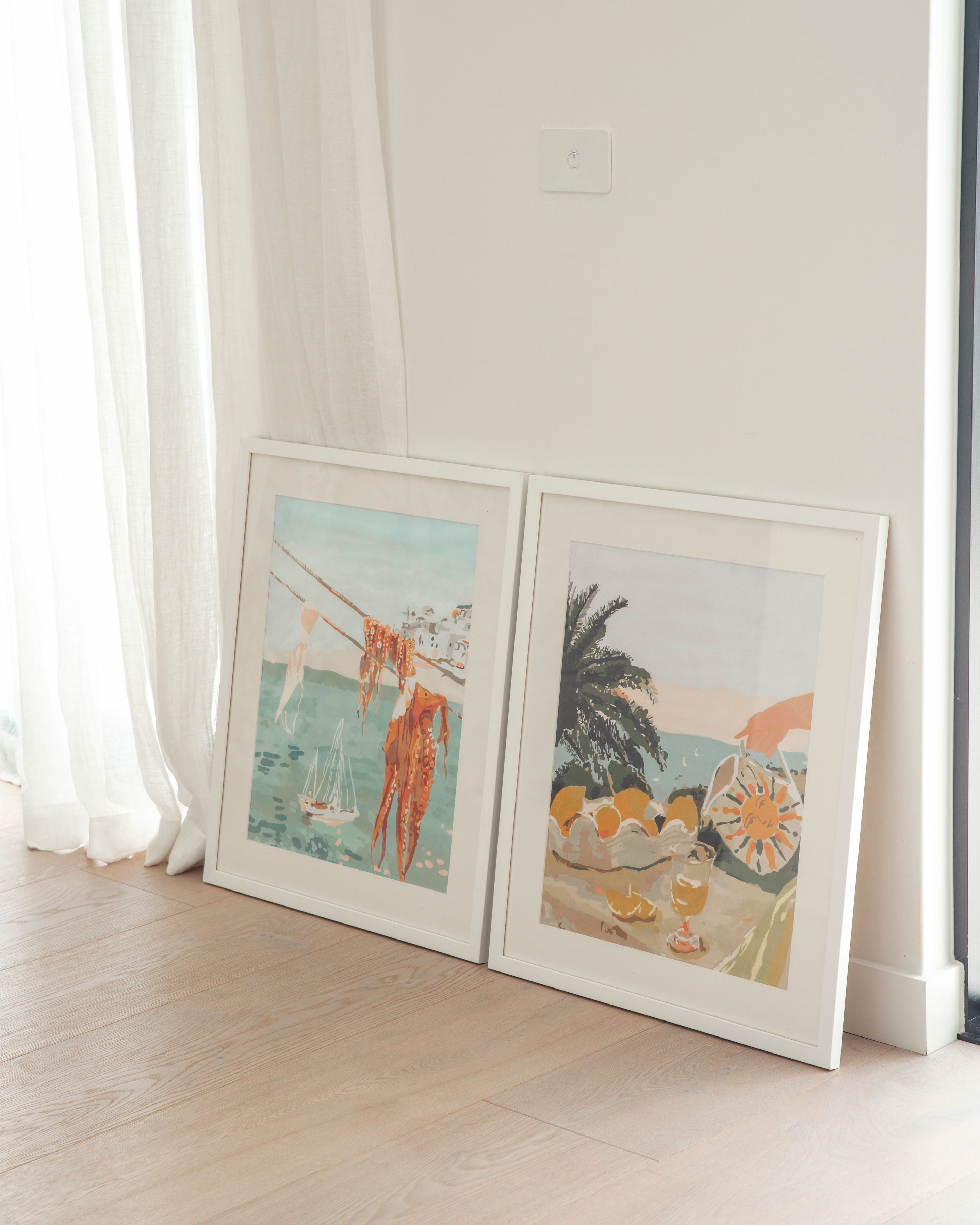 Paint Like Frida Laundry and Sun & Lemons Big Rolled Kits in white frames