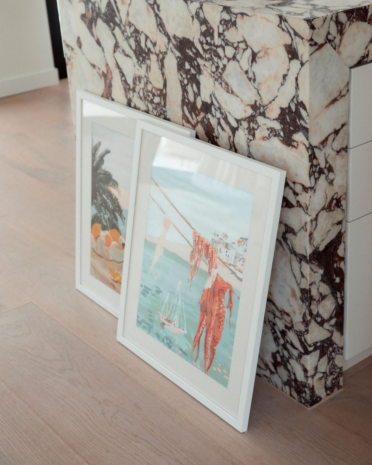 Paint Like Frida Laundry and Sun & Lemons Big Rolled Kits in white frames