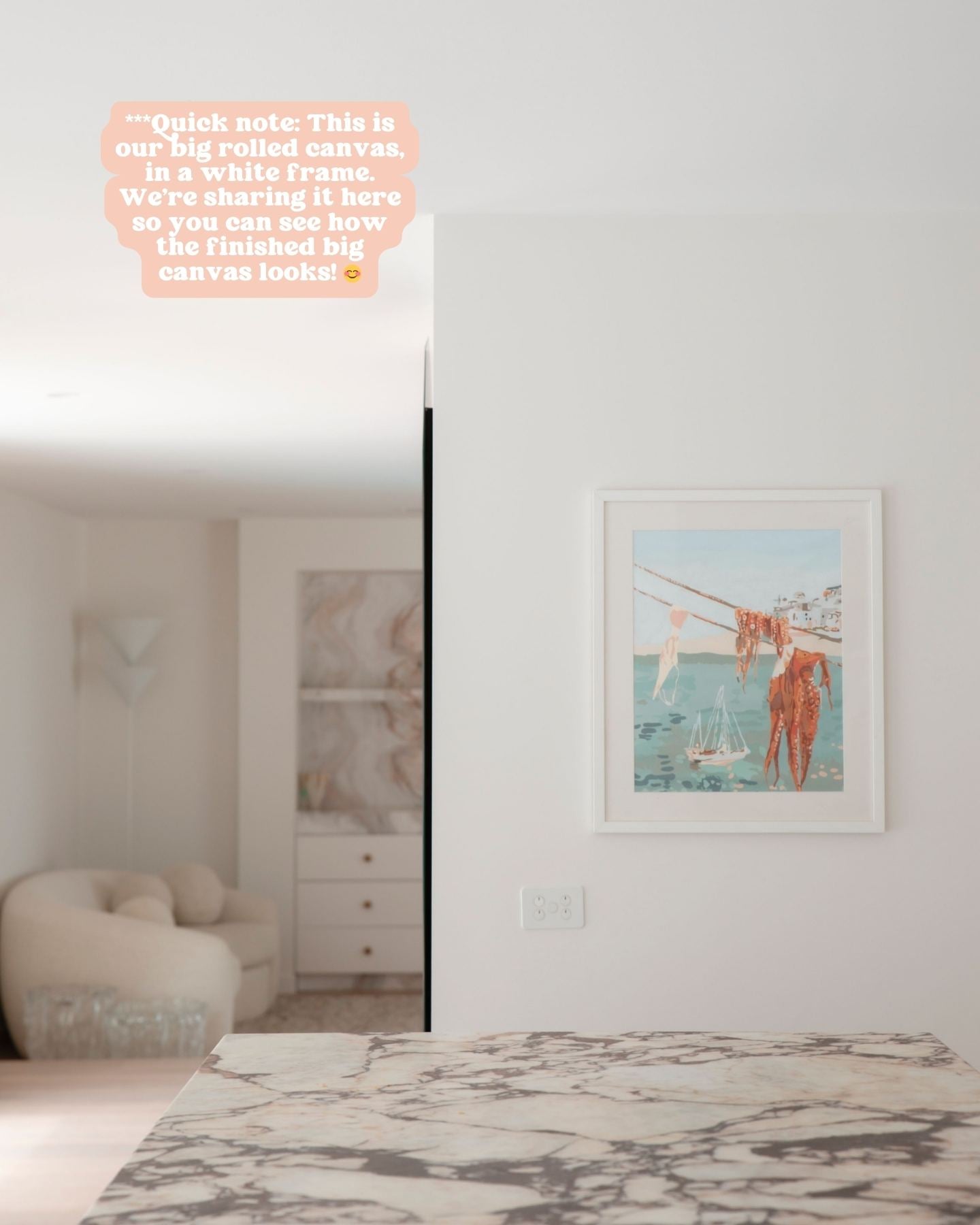 Paint Like Frida Laundry Big Rolled Kit in a white frame hanging on the wall