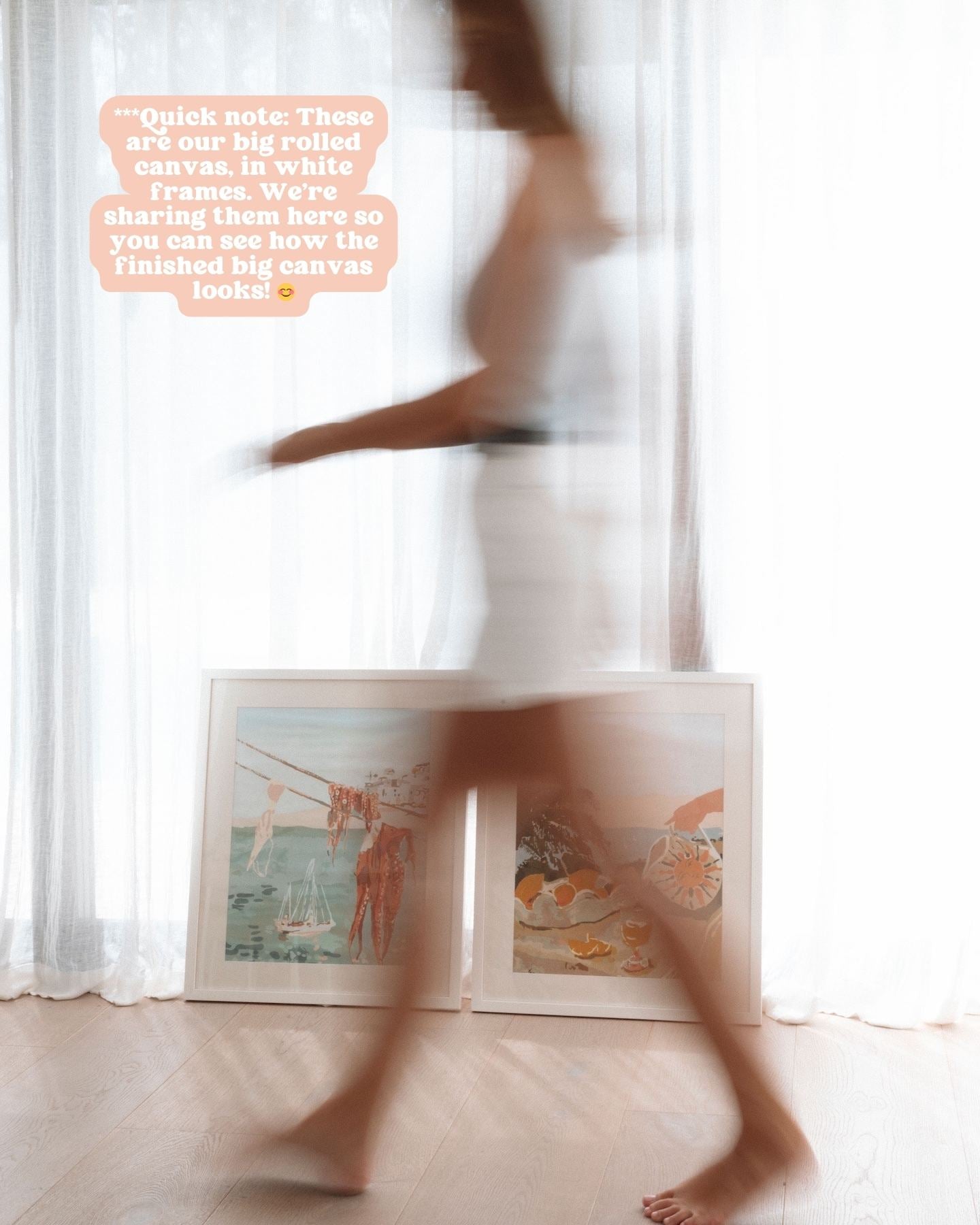 Paint Like Frida Laundry and Sun & Lemons Big Rolled Kits in white frames