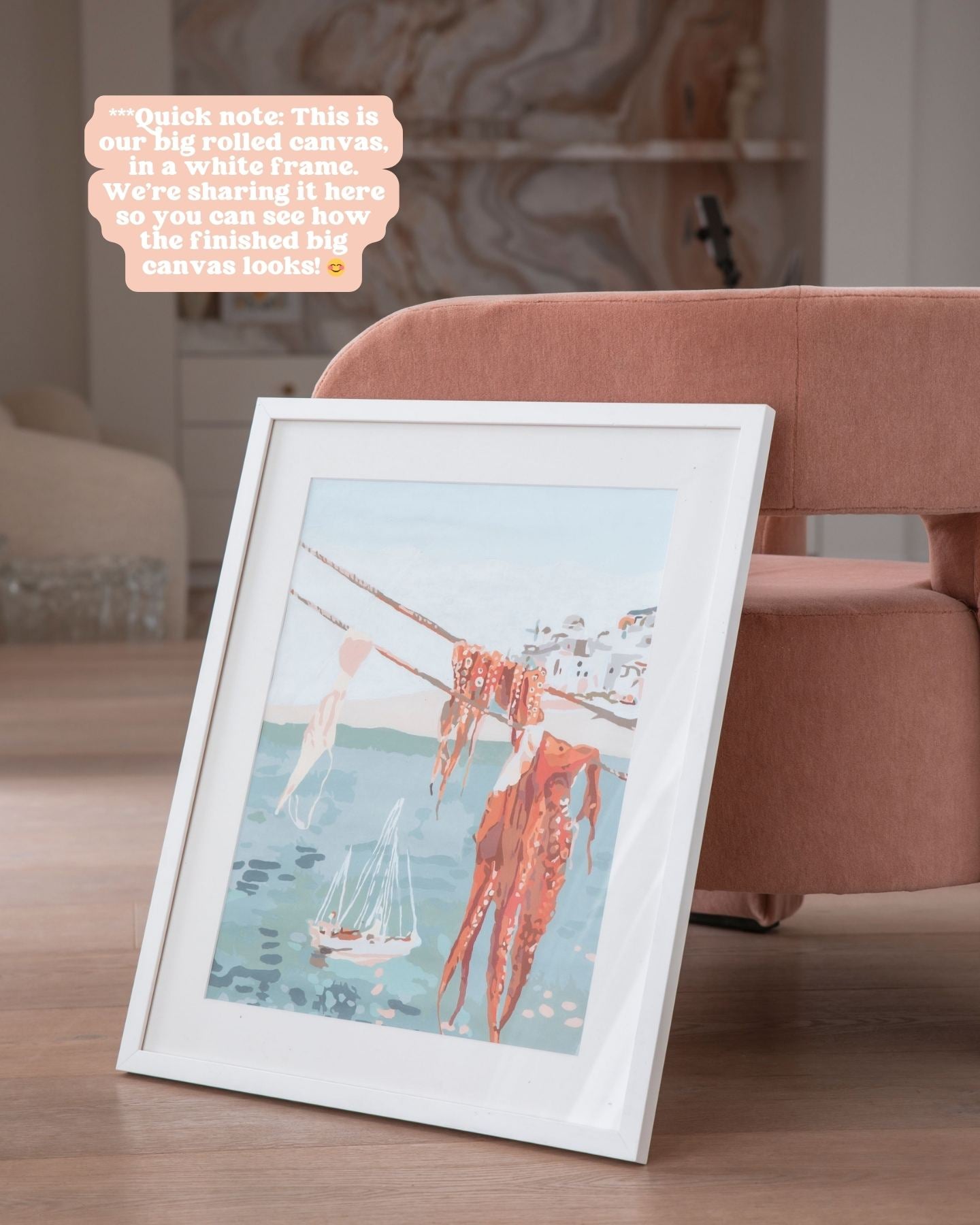 Paint Like Frida Laundry Big Rolled Kit in a white frame