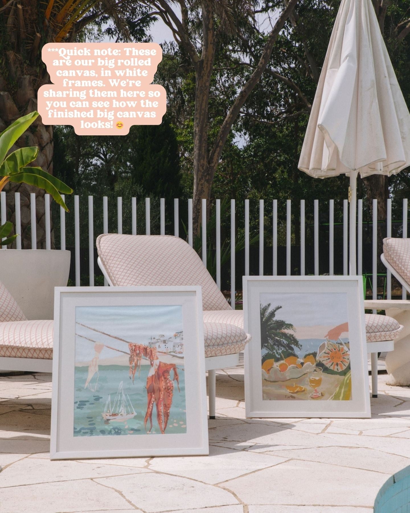 Paint Like Frida Laundry and Sun & Lemons Big Rolled Kits in white frames