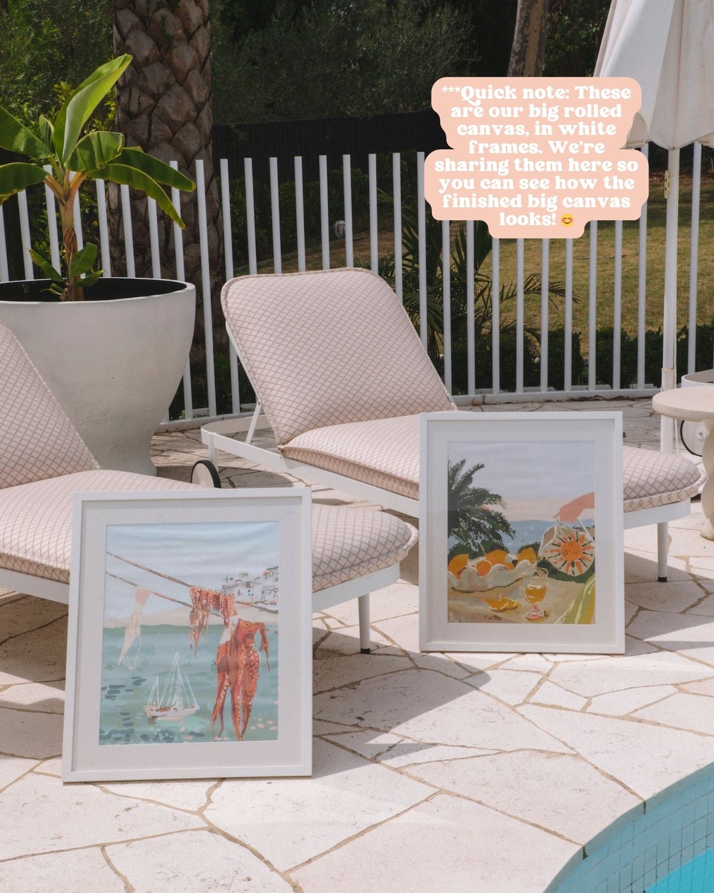 Paint Like Frida Laundry and Sun & Lemons Big Rolled Kits in white frames