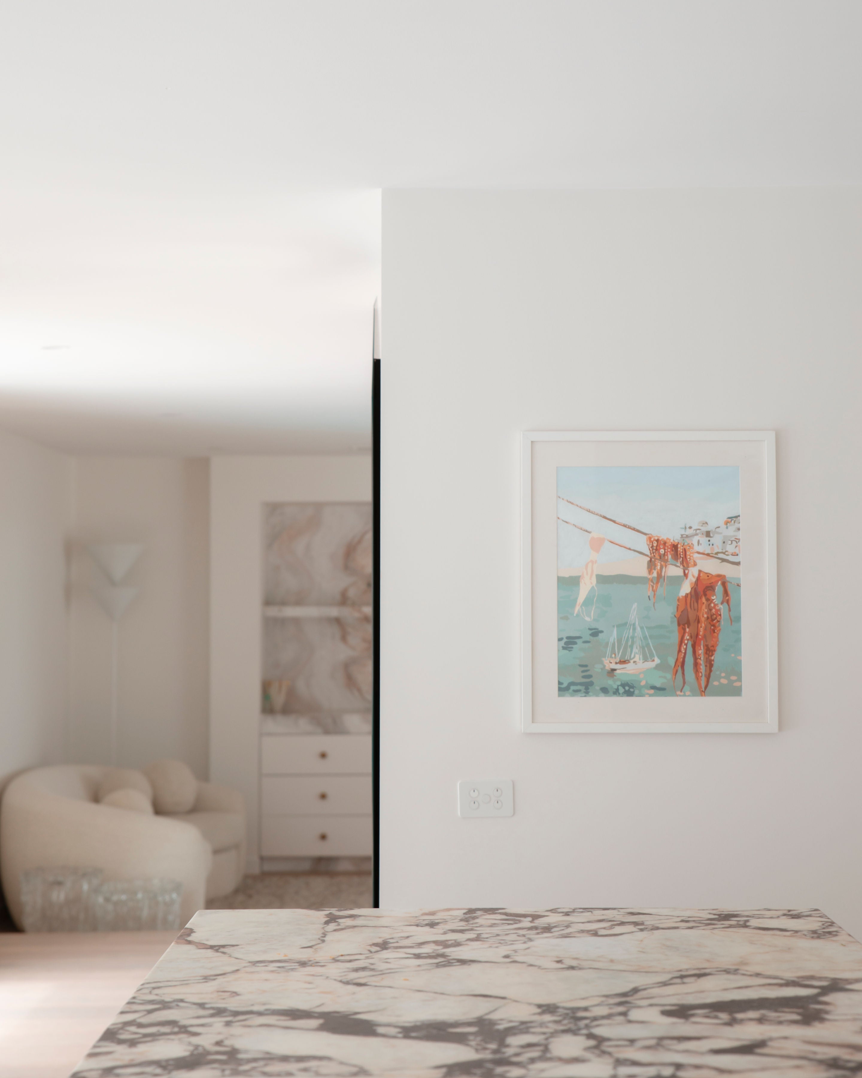 Paint Like Frida Laundry Big Rolled Kit in a white frame hanging on the wall