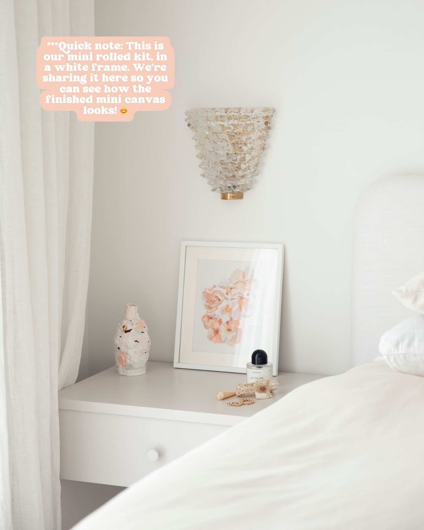 Paint Like Frida Little Bunch Mini Rolled Kit in a white frame