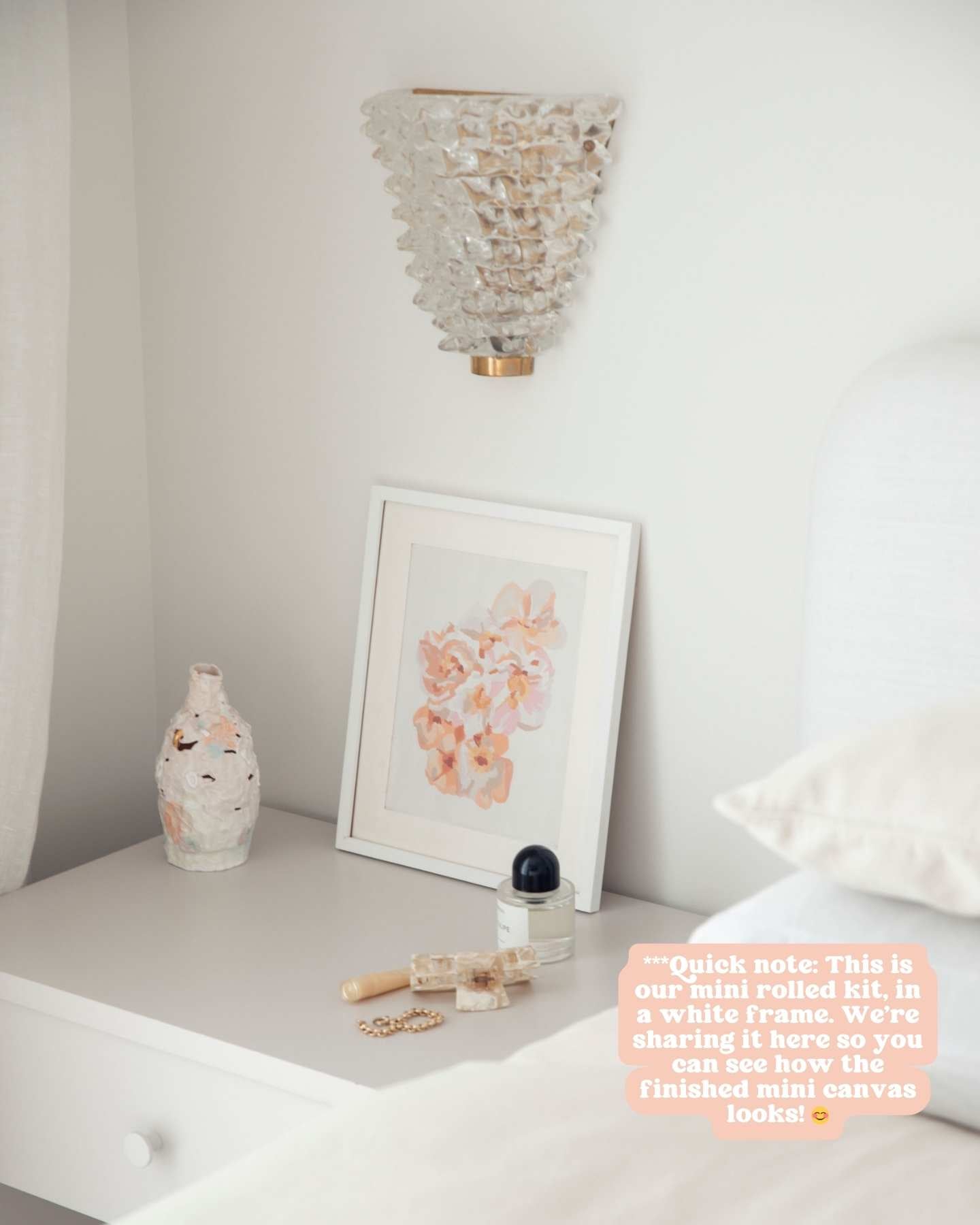 Paint Like Frida Little Bunch Mini Rolled Kit in a white frame