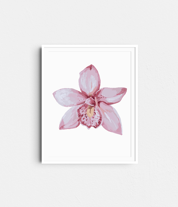 Paint Like Frida - Orchid II Big Rolled Paint by Numbers Kit - Size 15.7 x 19.6 inches Big Rolled Canvas in white frame