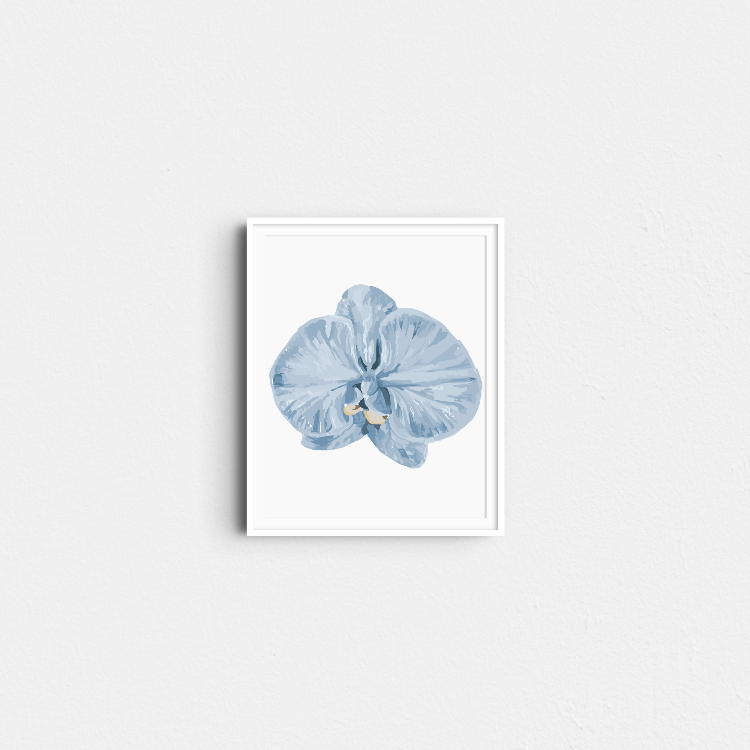 Paint Like Frida - Orchid III Mini Rolled Paint by Numbers Kit - Size 7.8 x 9.8 inches Mini Rolled Canvas - Orchid III Mini Rolled in white frame