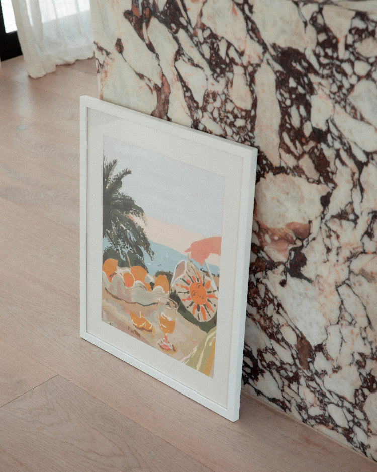 Paint Like Frida Sun & Lemons Big Rolled Canvas in a white frame