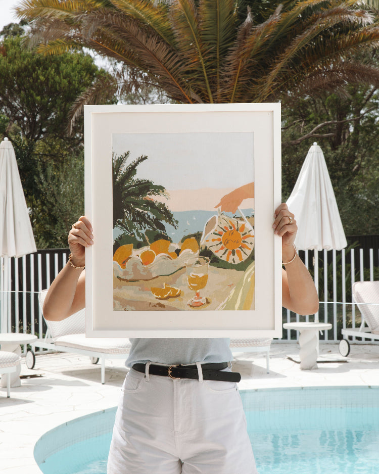 Paint Like Frida Sun & Lemons Big Rolled Kit in a white frame