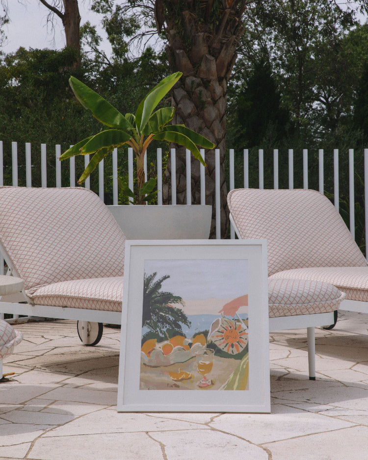 Paint Like Frida Sun & Lemons Big Rolled Canvas in a white frame