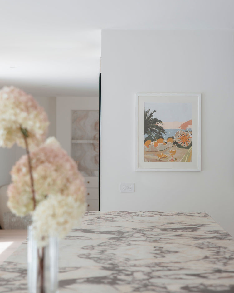 Paint Like Frida Sun & Lemons Big Rolled Canvas in a white frame