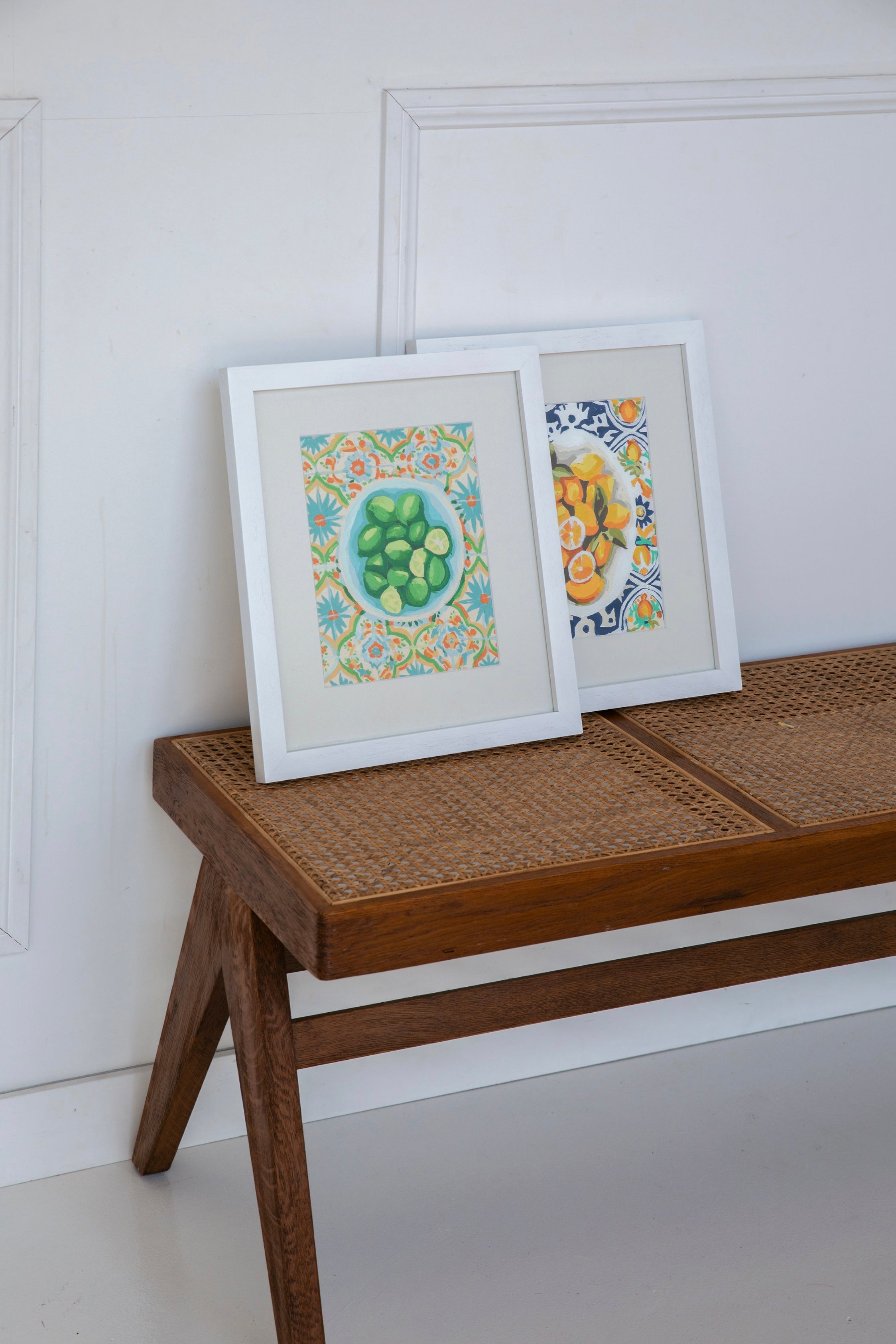 Paint Like Frida - Amalfi Lemons Mini Rolled Paint by Numbers Kit - Size 7.8 x 9.8 inches Mini Rolled Canvas - Amalfi Lemons Mini Rolled in white frame - Soda Lime Mini Rolled in white frame