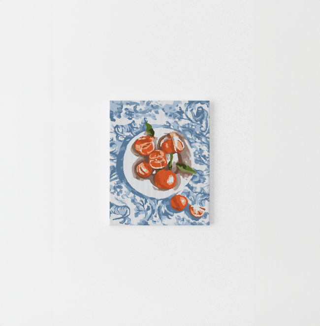 Completed Paint Like Frida Maybe Mandarins mini framed canvas painting