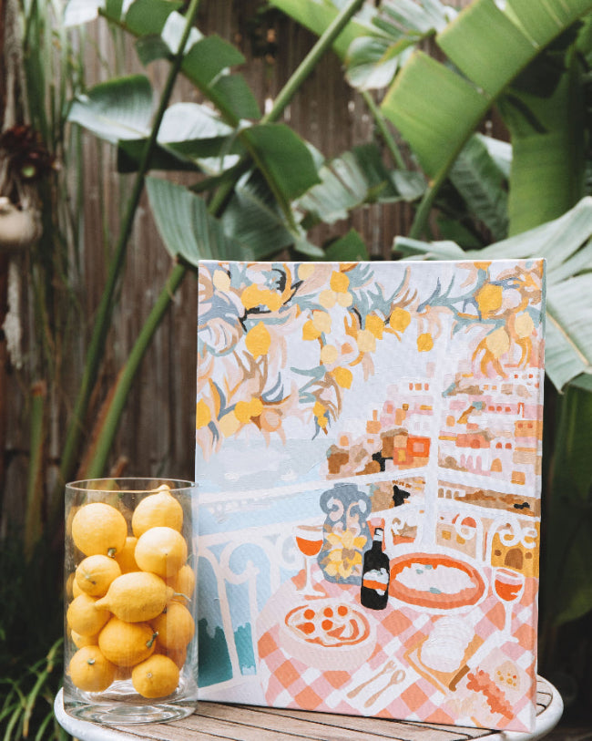 Paint Like Frida's big framed Positano painting
