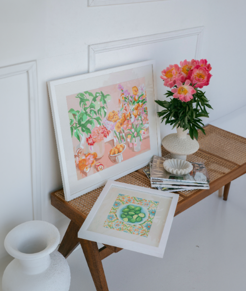 Paint Like Frida's rolled canvas in white minimalist frames
