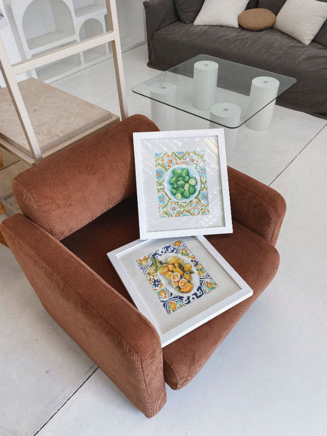 Soda Lime completed paint by numbers kit in white frame
