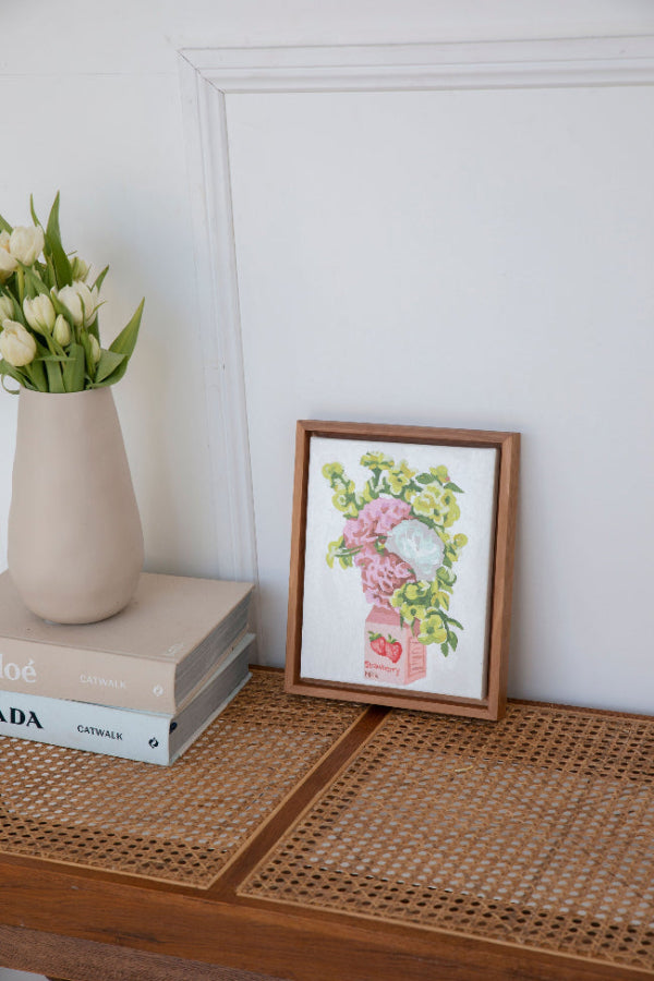 Paint Like Frida Strawberry Milk mini framed kit in DIY wooden frame