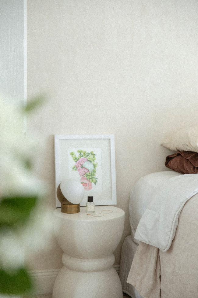 Paint Like Friday Strawberry Milk Mini Rolled in white minimalist frame