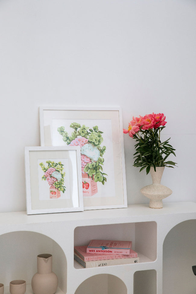 Framed Paint Like Frida Strawberry Milk paintings