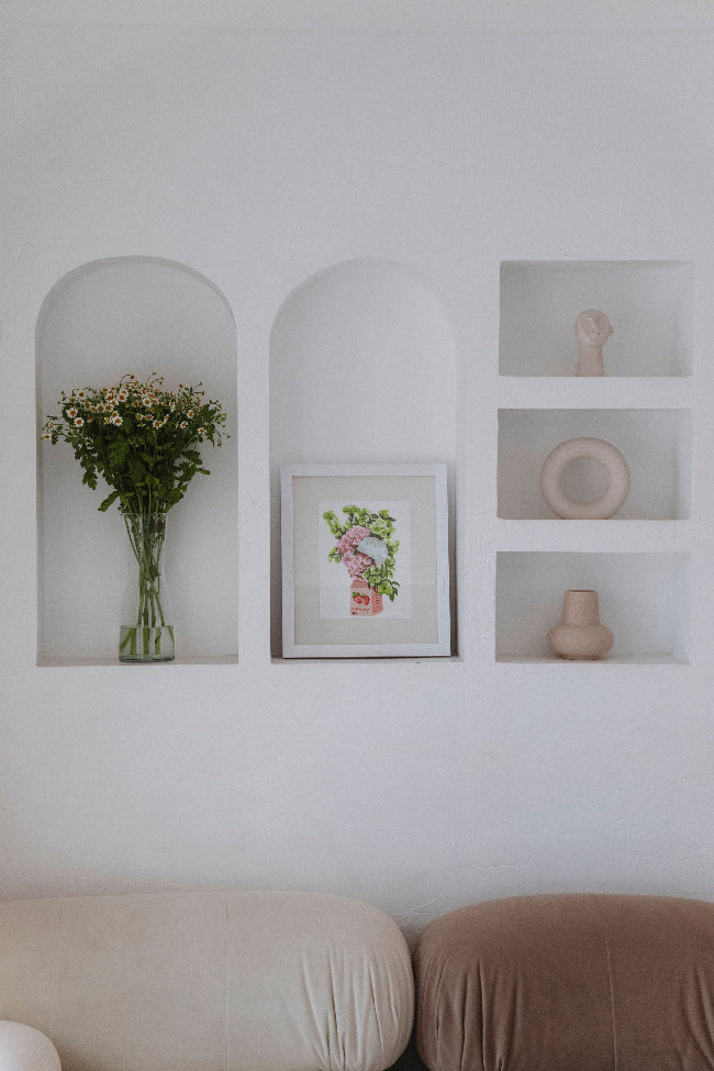 Strawberry Milk painting in a minimalist background