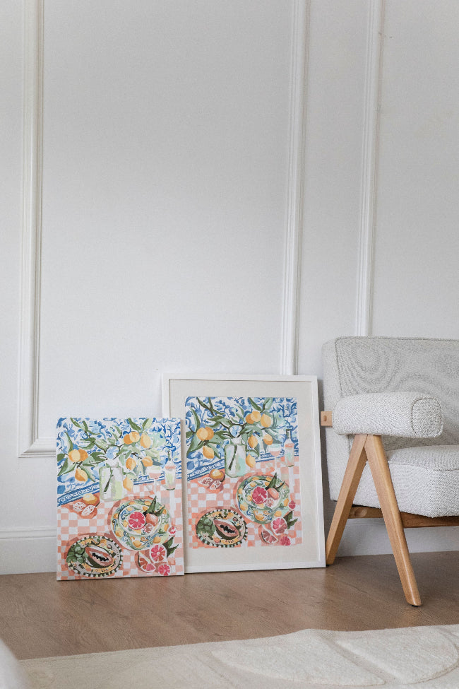 Paint Like Frida Sunday Squeeze paintings in big framed and big rolled canvas