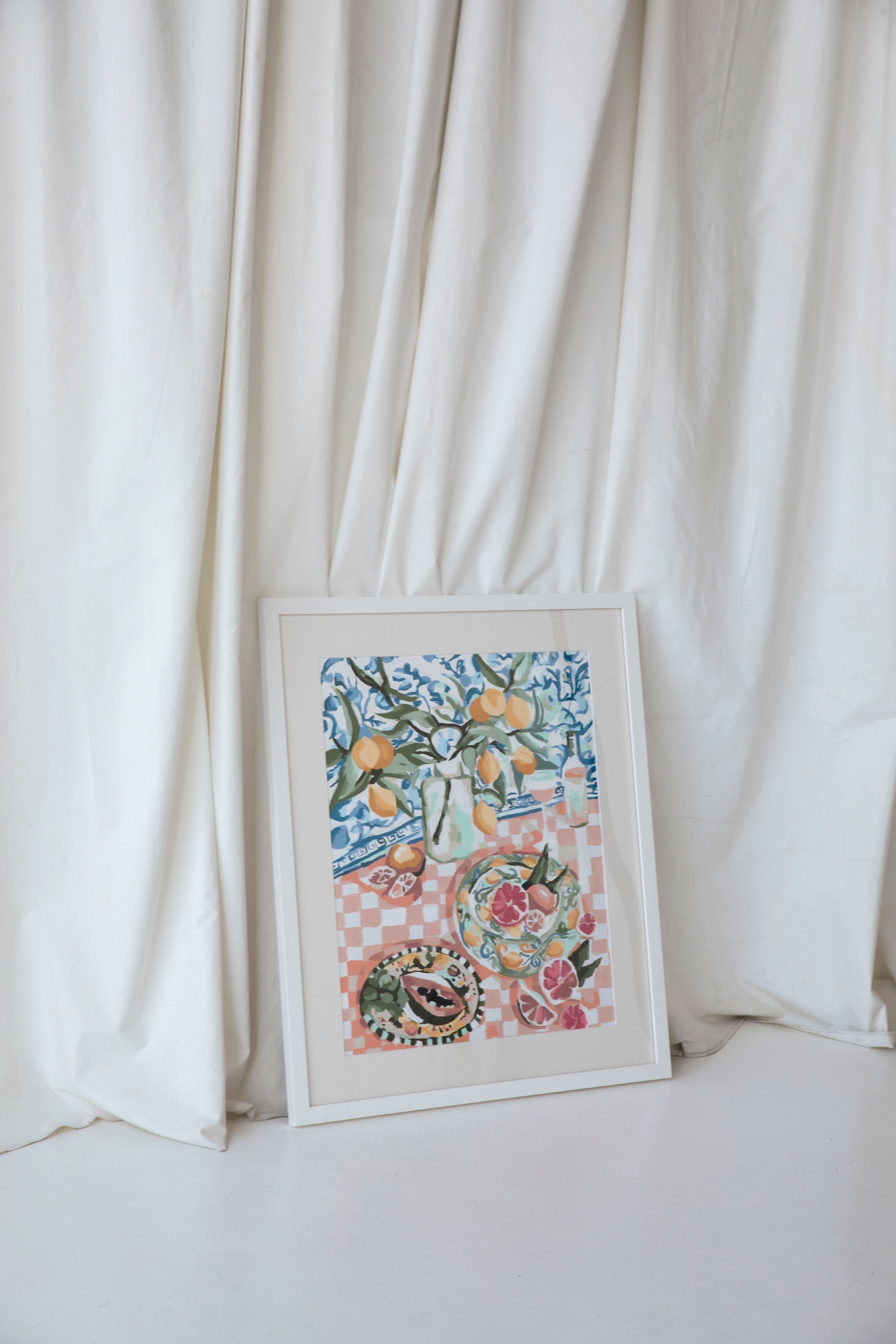 Paint Like Frida Sunday Squeeze big rolled canvas in our white minimalist The Big Frame