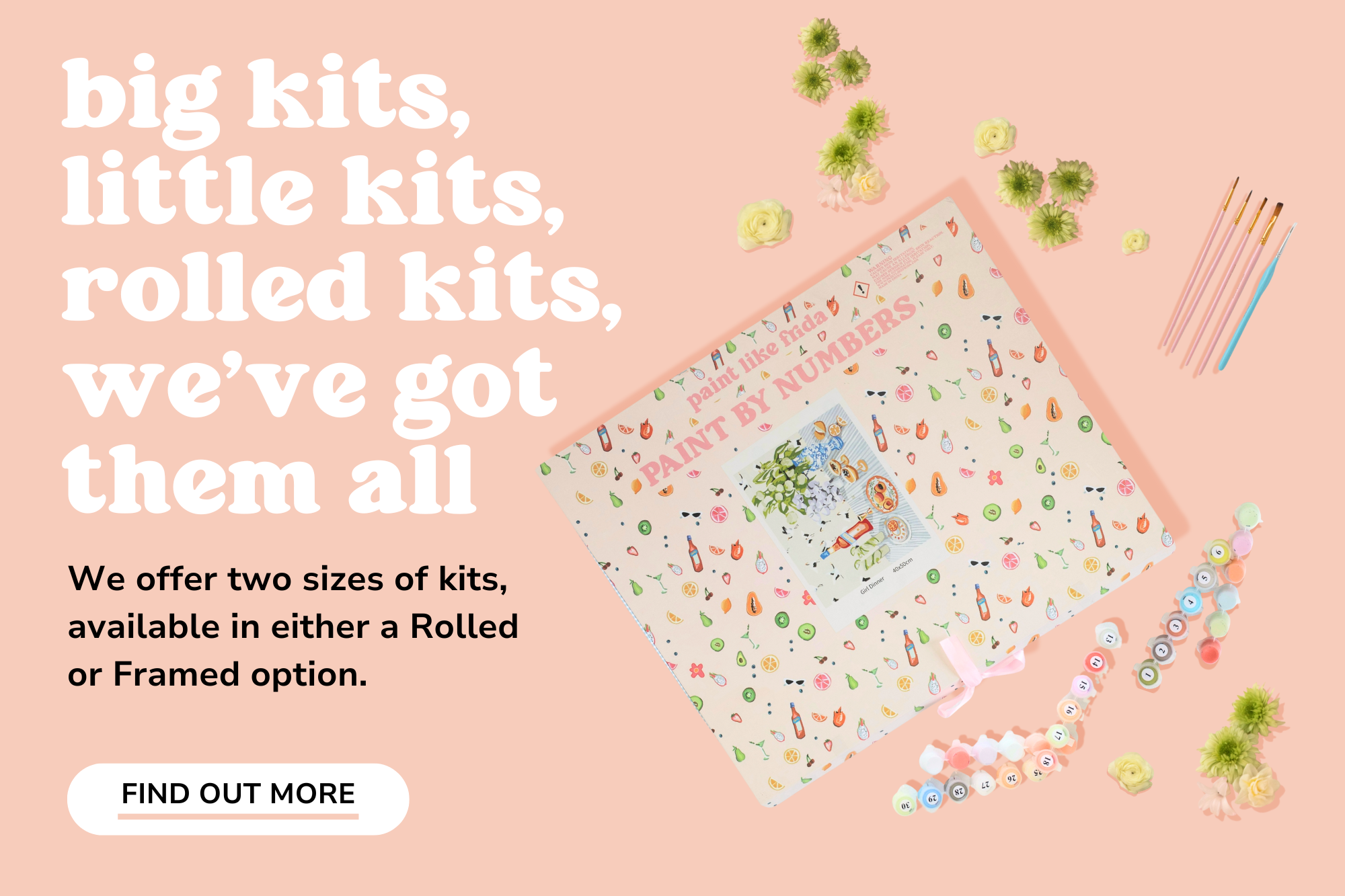 Paint Like Frida offers two sizes per kit available in either a Rolled or Framed Option