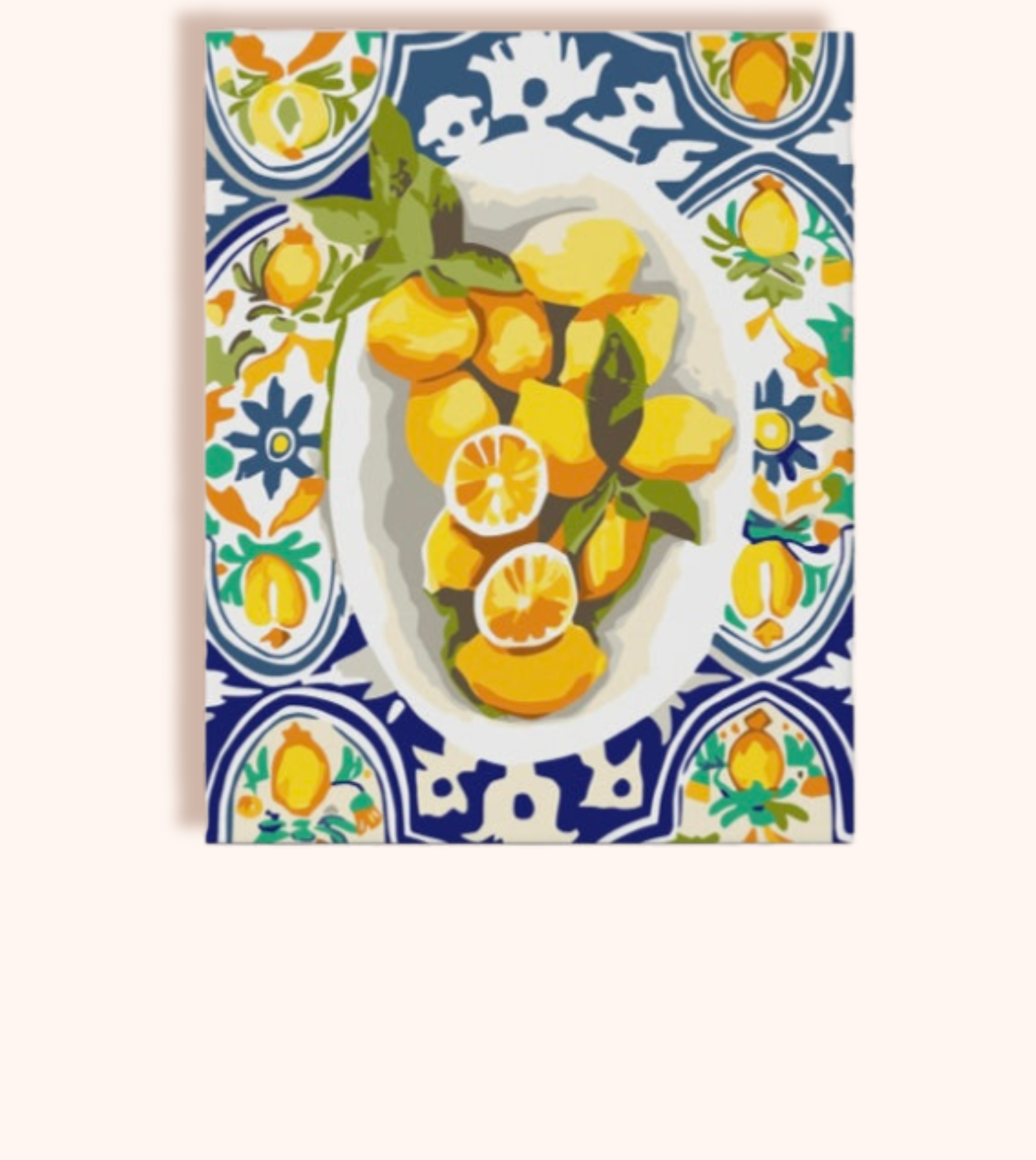 Amalfi Lemons big framed canvas hanging on the wall