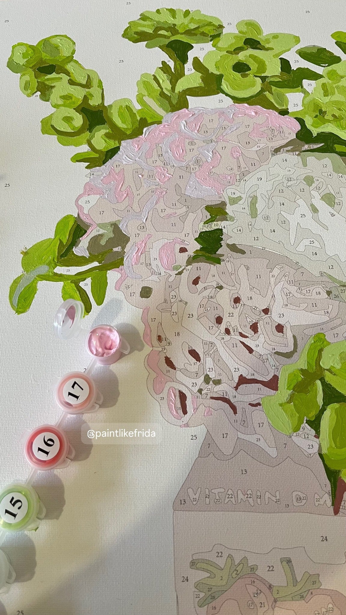 Strawberry Milk canvas painting in progress