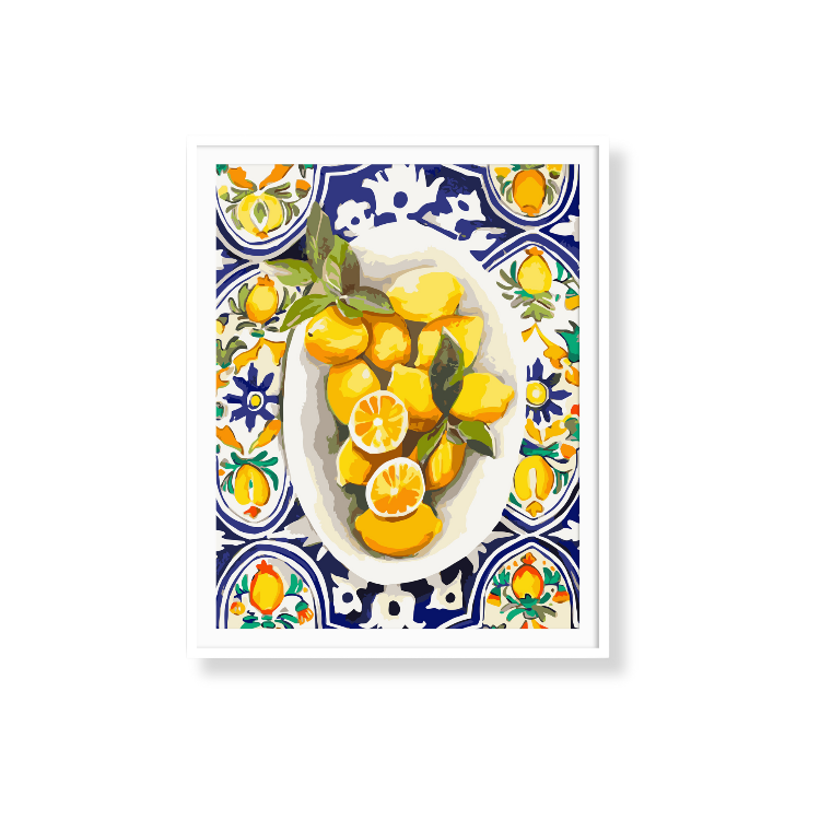 Paint Like Frida - Amalfi Lemons Big Rolled Paint by Numbers Kit - Size 15.7 x 19.6 Rolled Canvas