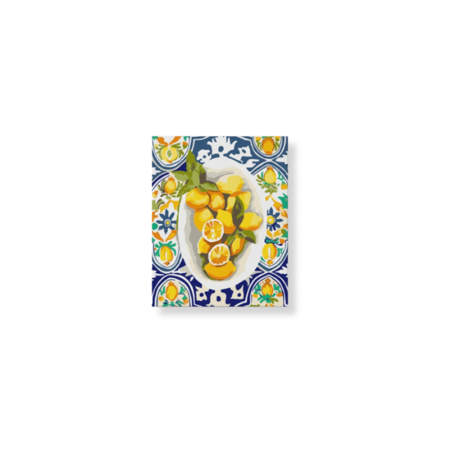 Paint Like Frida - Amalfi Lemons Mini Framed Paint by Numbers Kit - Size 7.8 x 9.8 Framed Canvas