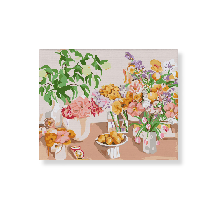 Paint Like Frida - Birthday Flowers Big Framed Paint by Numbers Kit - Size 15.7 x 19.6 inches Big Framed Canvas