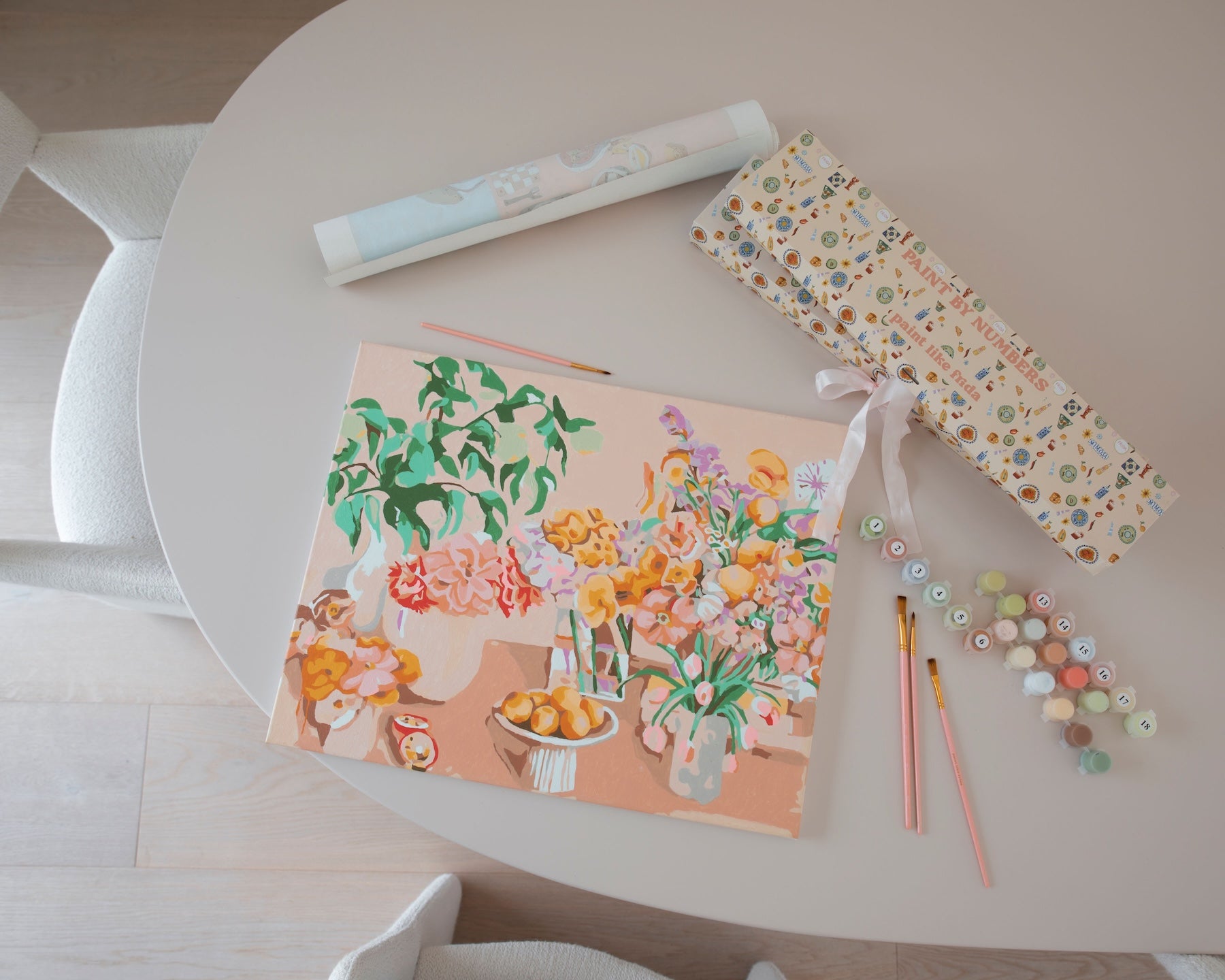 Paint Like Frida Finished Birthday Flowers kit in big framed kit