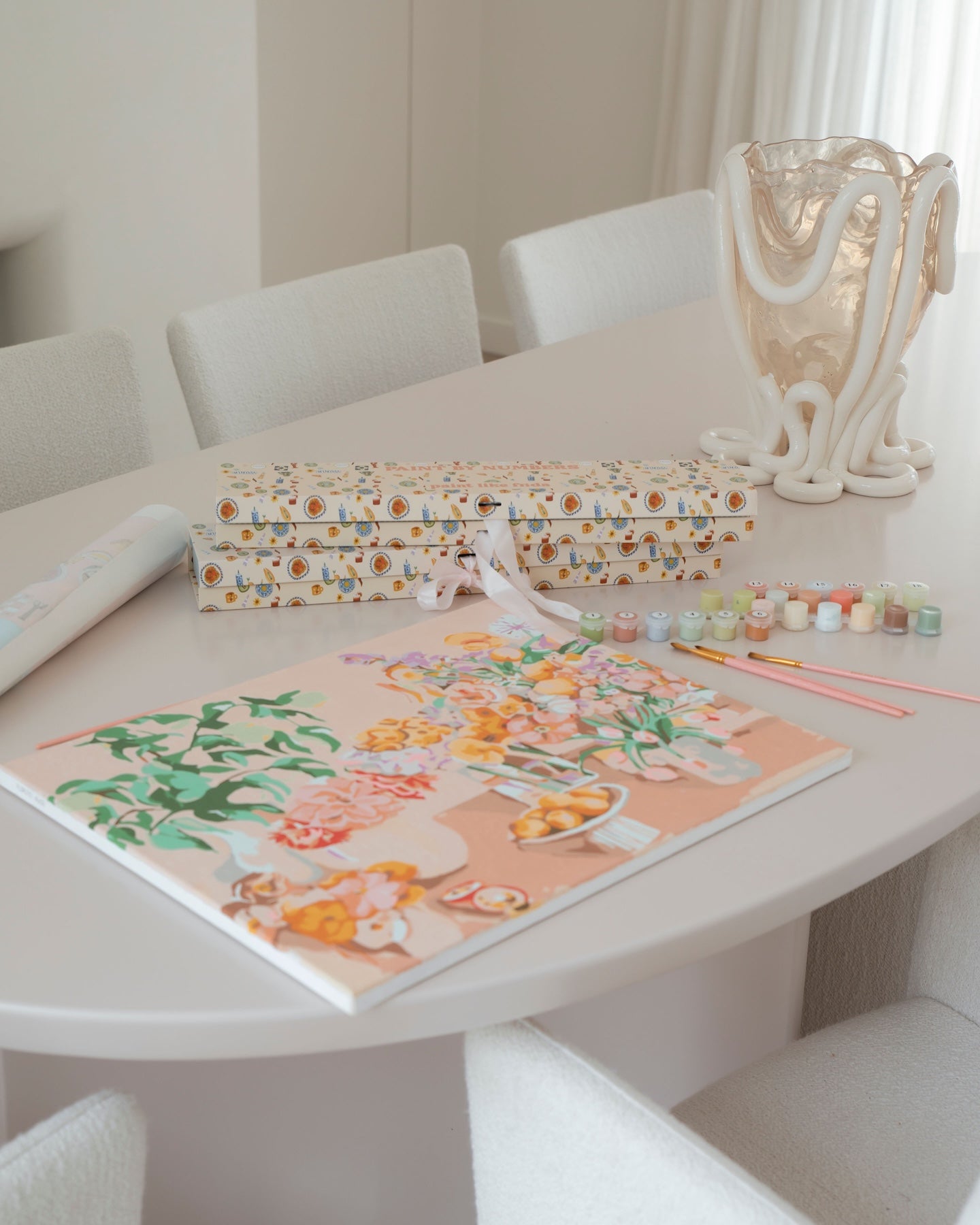 Paint Like Frida's Birthday Flowers big framed canvas