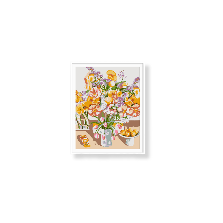 Paint Like Frida - Birthday Flowers Mini Rolled Paint by Numbers Kit - Size 7.8 x 9.8 inches Mini Rolled Canvas