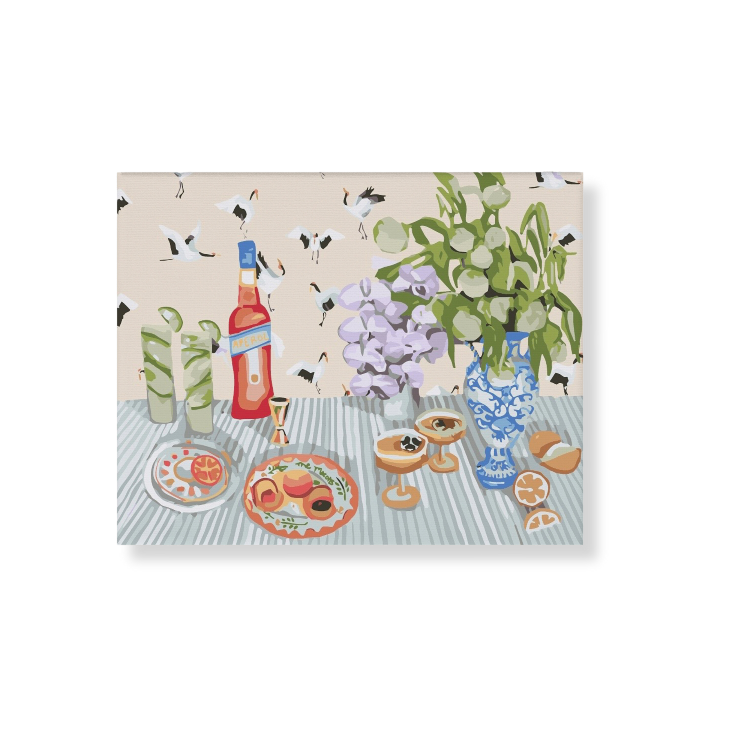 Paint Like Frida - Girl Dinner Big Framed Paint by Numbers Kit - Size 15.7 x 19.6 inches Big Framed Canvas