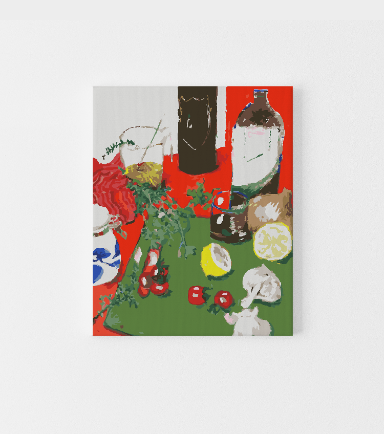 Paint Like Frida - Kitchen Chaos Big Framed Paint by Numbers Kit - Size 15.7 x 19.6 inches Big Framed Canvas - Finished Paint Like Frida Canvas
