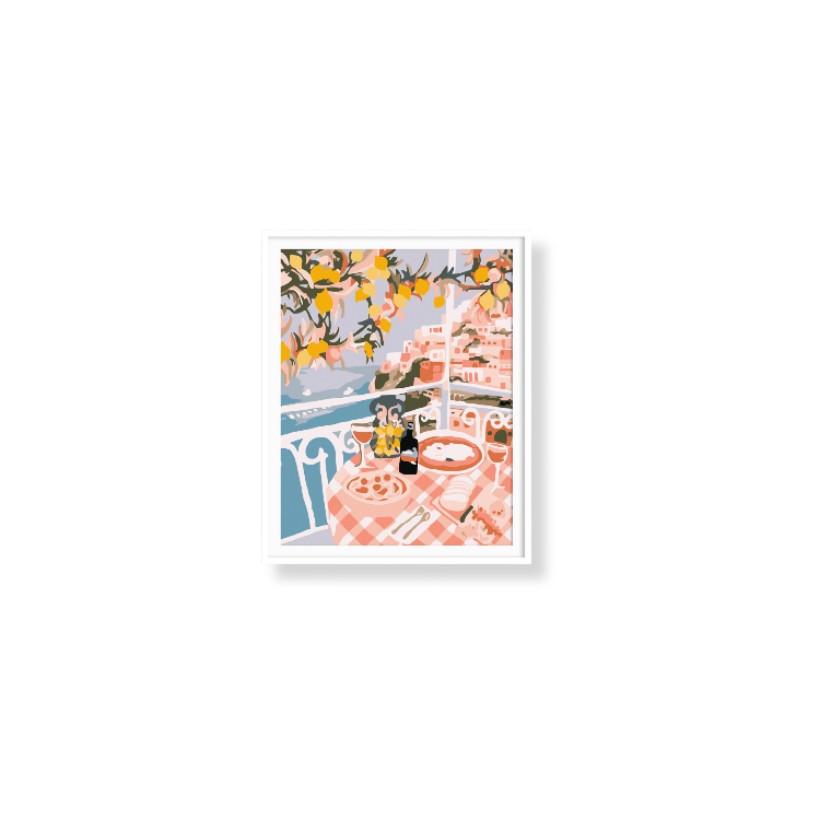 Paint Like Frida - Positano Mini Rolled Paint by Numbers Kit - Size 7.8 x 9.8 inches Mini Rolled Canvas