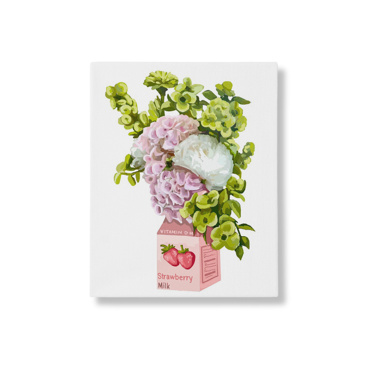 Paint Like Frida - Strawberry Milk Big Framed Paint by Numbers Kit - Size 15.7 x 19.6 inches Big Framed Canvas