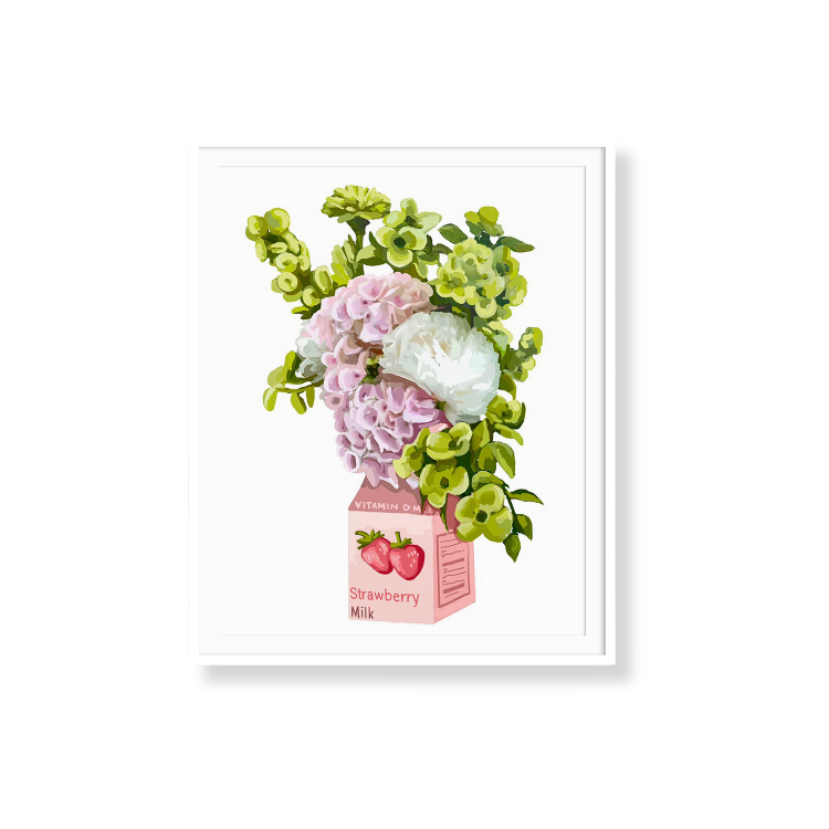 Paint Like Frida - Strawberry Milk Big Rolled Paint by Numbers Kit - Size 15.7 x 19.6 inches Big Rolled Canvas