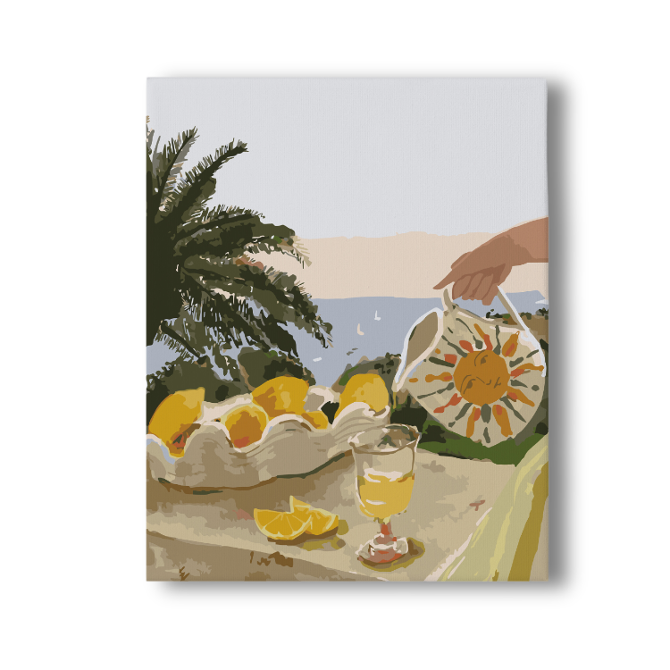 Paint Like Frida - Sun & Lemons Big Framed Paint by Numbers Kit - Size 15.7 x 19.6 inches Big Framed Canvas